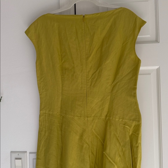 NWT Lafayette 148 New York Silk Linen Draped Wrap Dress Chartreuse Size 8 - Picture 12 of 14